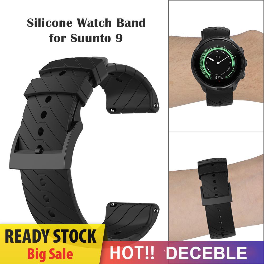 Deceble Soft Silicone Wristband Bracelet Watch Strap w/Buckle for Suunto 9/9 Baro