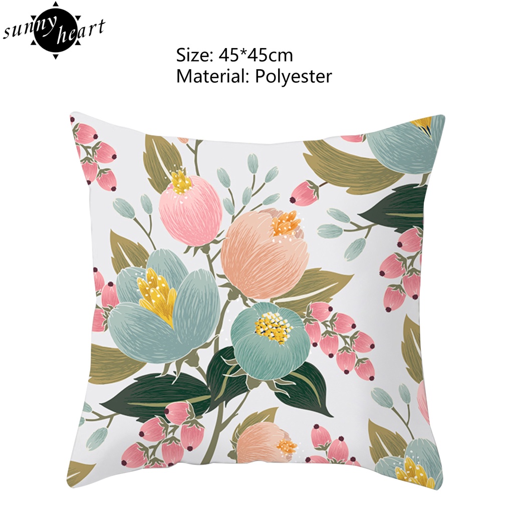 Vỏ gối polyester họa tiết hoa/chim chống phai màu