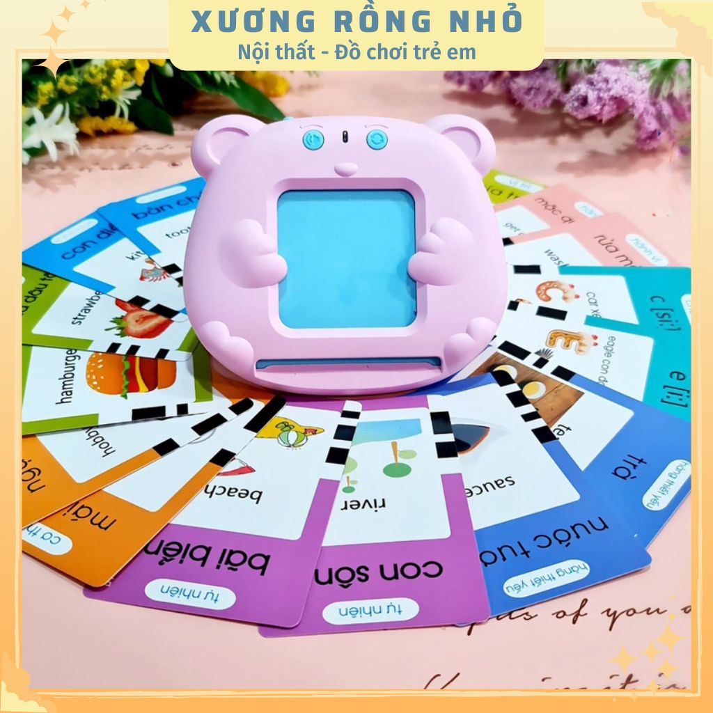 Máy đọc thẻ song ngữ Anh Việt flashcard 112, 255 thẻ 510 từ vựng nhiều chủ đề - đồ chơi thông minh Xương Rồng Nhỏ