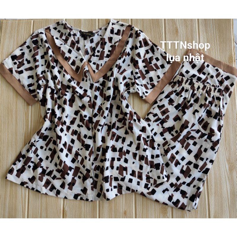 bộ mặc nhà cổ 2 lá