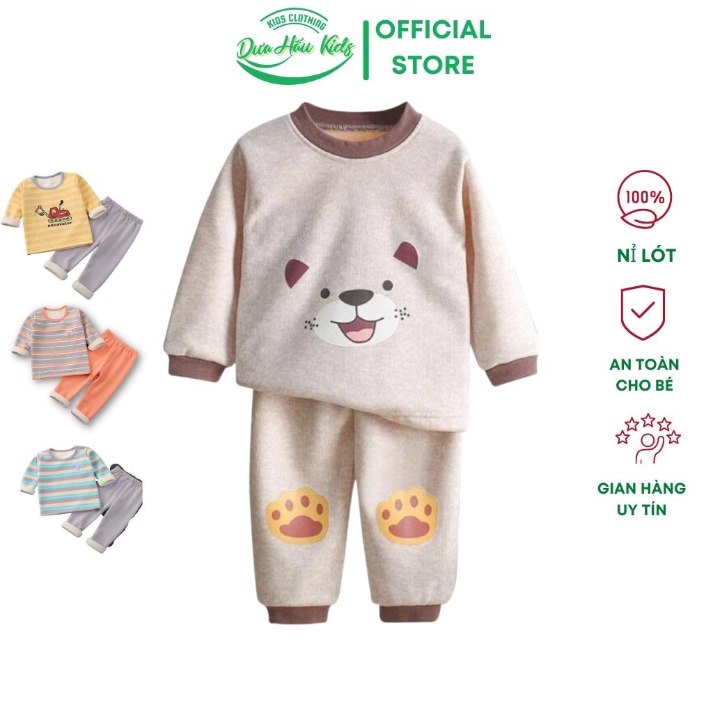 Bộ nỉ lót lông cho bé, bộ nỉ bé trai, bé gái in hình cho bé từ 8 - 22kg.