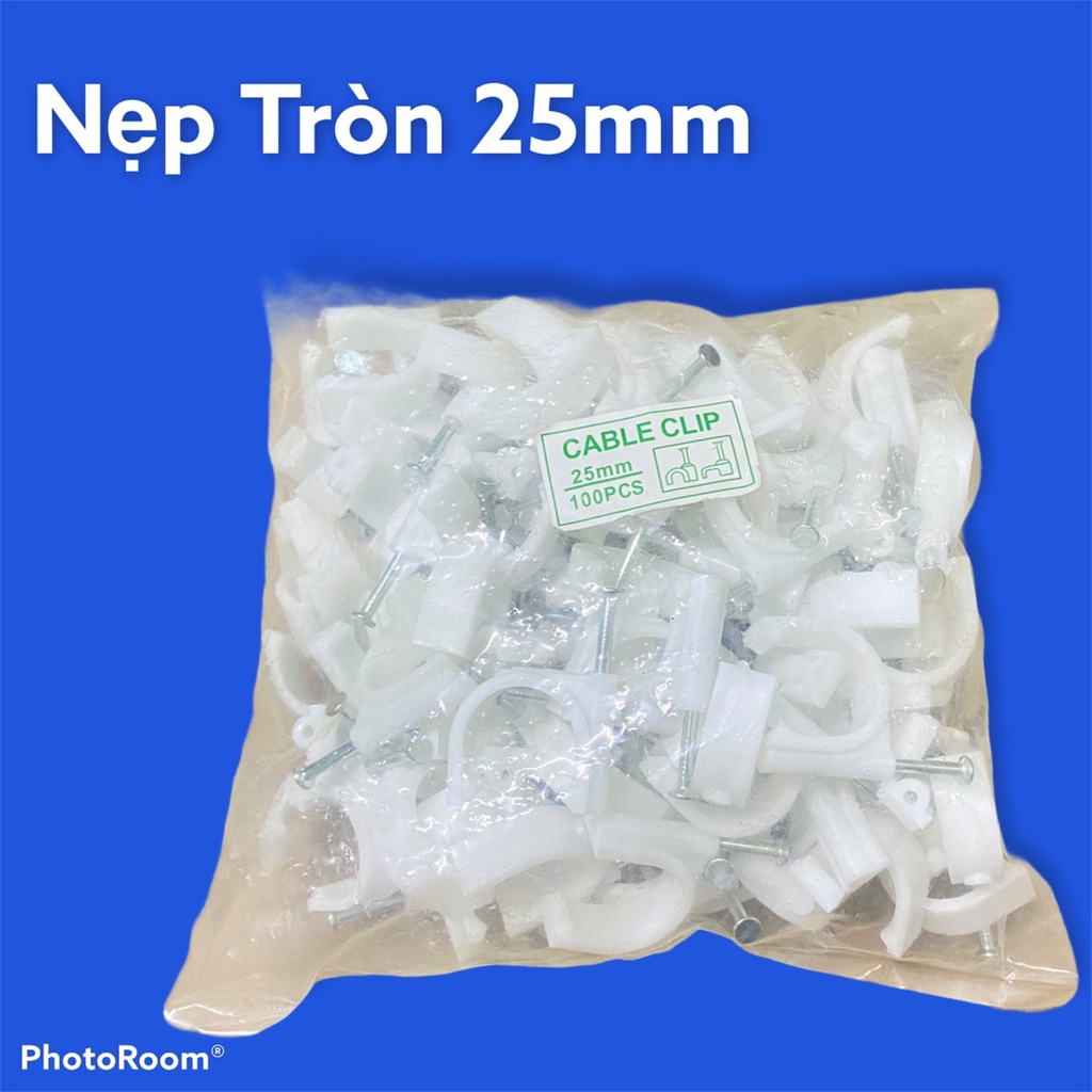 Nẹp tròn 25mm . Nẹp dây điện 1 gói gồm 100 cái