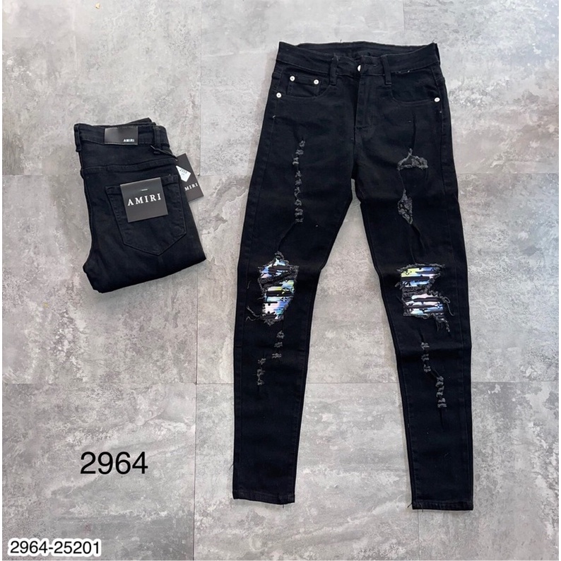 Quần Jeans Amiri Nam Vá Da Cực Xịn - Quần Jeans Nam Amiri Khoá Chân Cao Cấp | BigBuy360 - bigbuy360.vn