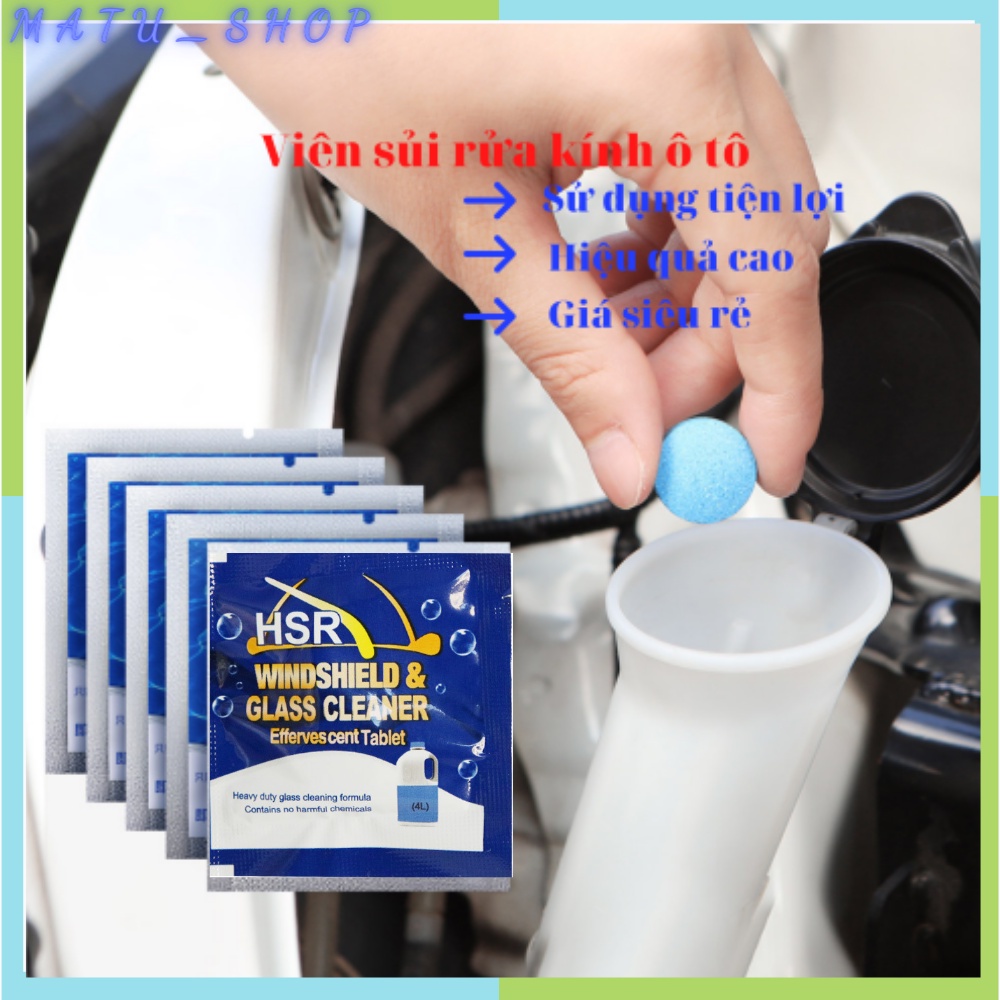 Viên sủi rửa kính ô tô, siêu rẻ tiện lợi hiệu quả, chỉ 1 viên 4L nước rửa kính cực sạch