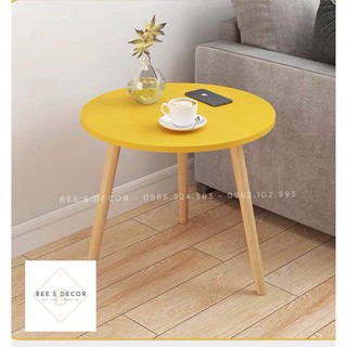 Bàn trà tròn chân gỗ tự nhiên phong cách vintage HOTTREND