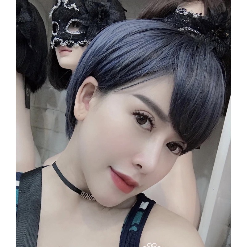 Tóc Giả Tomboy Nhuộm Chân Đen Cá Tính 1576