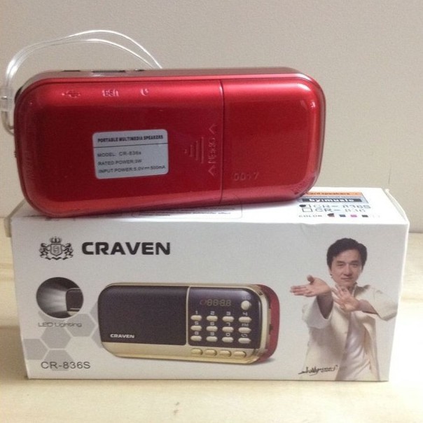 Loa đài Craven CR 836s, máy nghe nhạc đọc kinh phật dùng thẻ nhớ, USB,FM pin siêu trâu