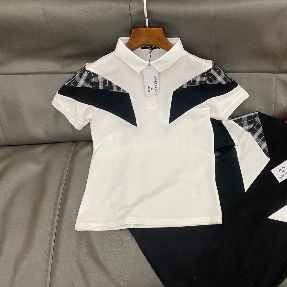 Áo thun polo nam có cổ tay ngắn sọc tay kiểu BBR vải cotton dày dặn co dãn mẫu mới cao cấp