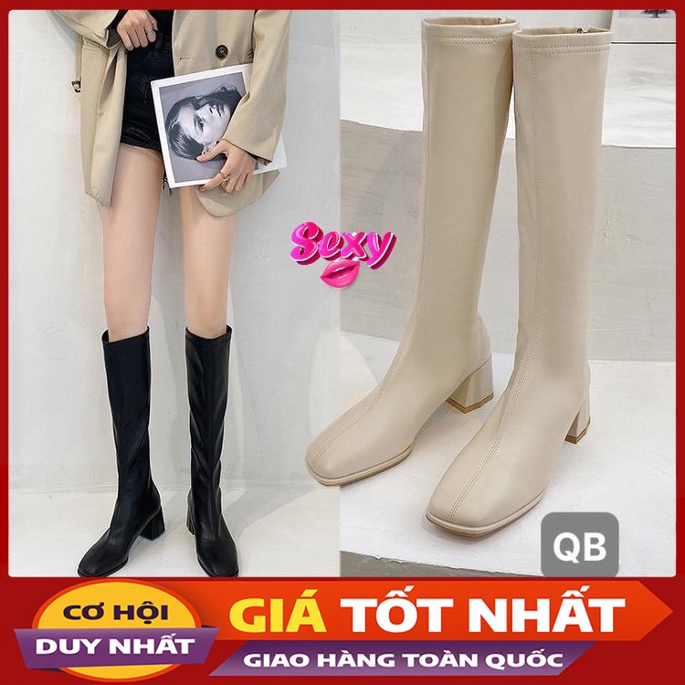 Giày Bốt Cao Cổ, Bốt Đùi Có Khóa Kéo Thời Trang Thu Đông Mới M925-Violet