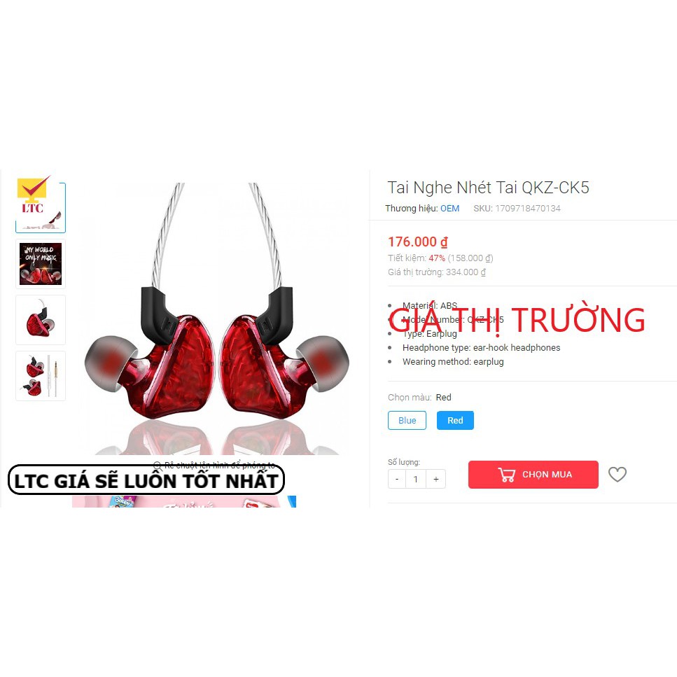 Tai nghe Super BASS QKZ CK5 có mic đàm thoại, jack cắm 3.5 mm tương thích điện thoại iphone, samsung, xiaomi, oppo