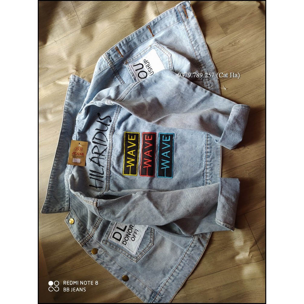 Aó khoác jean nữ xám xanh như hình form dưới 58Kg Wave BB34
