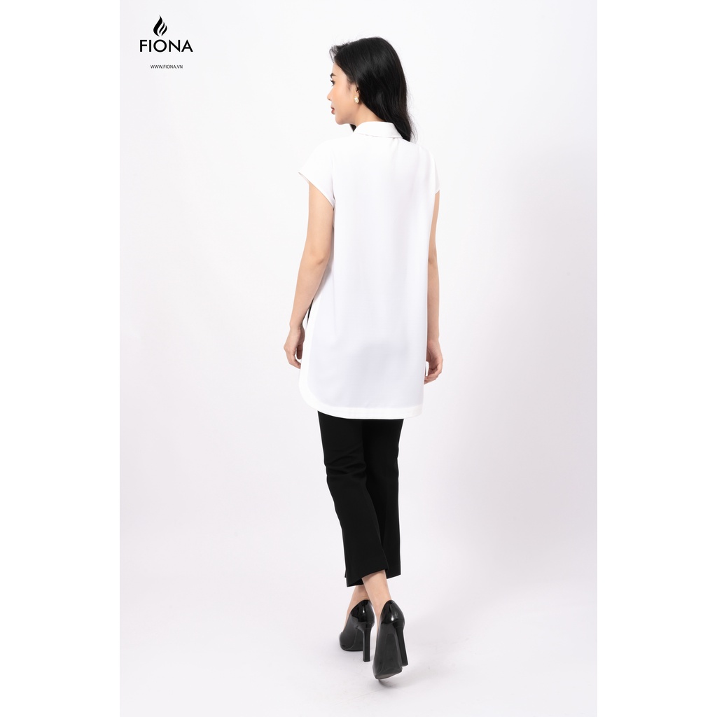 Áo sơ mi nữ cổ đức Fiona, Sơ mi nữ dáng dài vai chờm, túi ốp thân trước F551005
