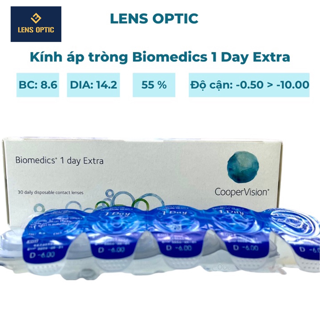 Kính áp tròng 1 ngày trong suốt COOPER VISION Biomedics Extra có độ cho mắt cận - Lens Optic