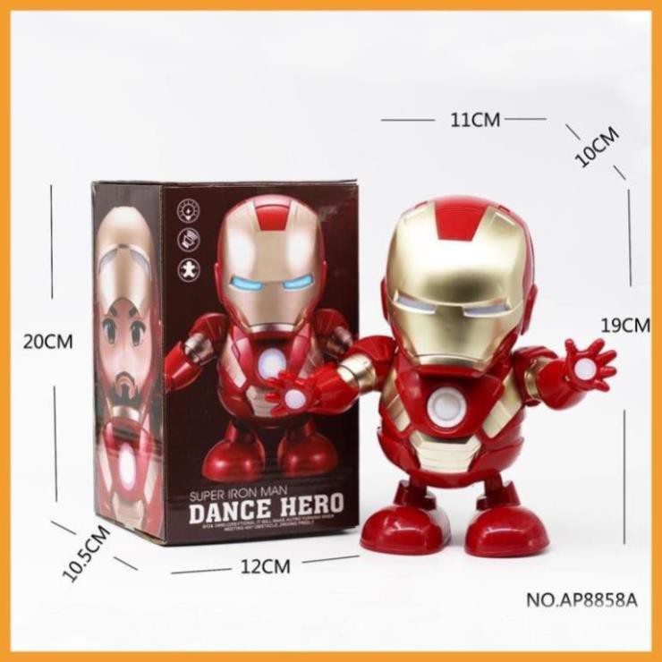 Đồ chơi ⚡️𝗙𝗥𝗘𝗘𝗦𝗛𝗜𝗣⚡️ Đồ chơi robot Iron Man người sắt nhảy múa vui nhộn có nhạc và đèn cho bé