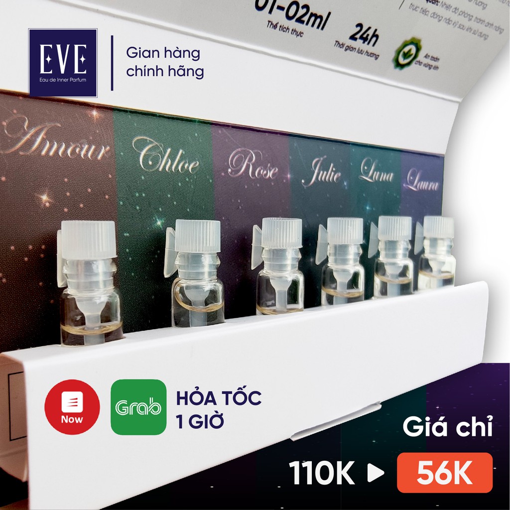 Nước Hoa Cô Bé 06 Chai 1ml Lưu Hương Thơm Lâu - Nước Hoa Vùng Kín Nữ Chính Hãng EVE Eau de Parfum