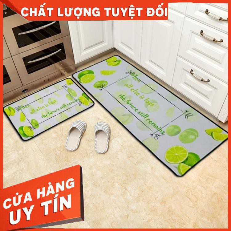 Bộ 2 thảm bếp (40*60 + 40*120 cm) thảm trải sàn cao cấp Tâm house chống trượt - Hàng nhập khẩu