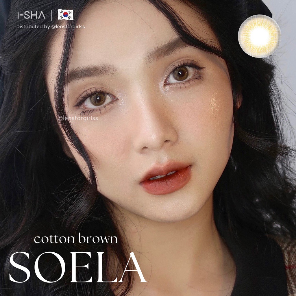 Kính áp tròng Soela Eye Cotton Brown chính hãng Isha Made in Korea | Hsd 8-12 tháng | Lens cận