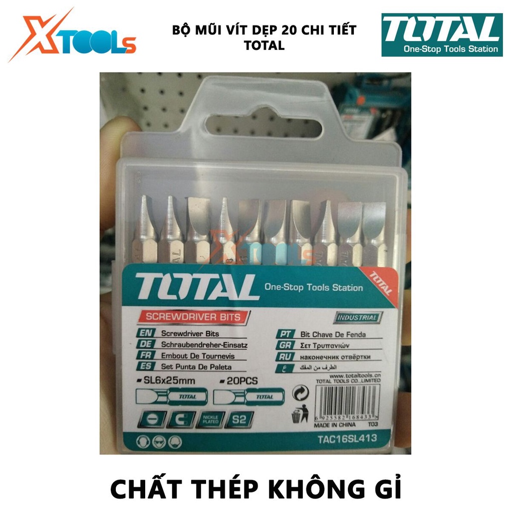 Bộ mũi vít dẹp TOTAL | mũi bắt vít chất liệu thép không gỉ theo công nghệ S2 giúp sửa chữa, lắp ráp [CHÍNH HÃNG][XTOOLs]