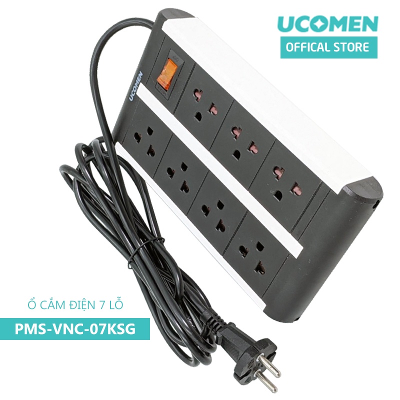 Ổ cắm điện đa năng du lịch Ucomen 07 lỗ Chống giật chống quá tải PMS-VNC-07KSG
