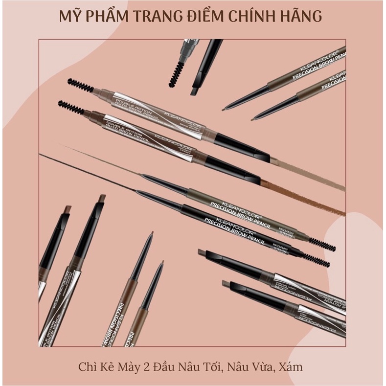 Bút Chì Kẻ Mày 2 Đầu Màu Nâu Tối, Nâu Vừa, Xám - Double Action Auto Brow Pencil | BigBuy360 - bigbuy360.vn