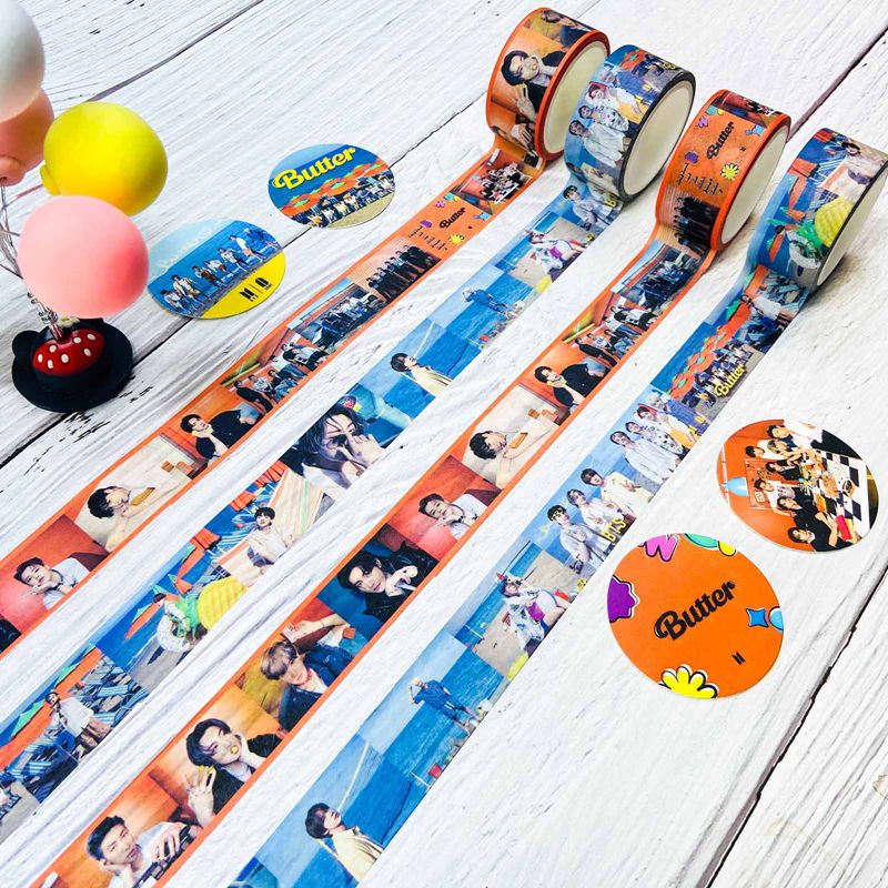 Cuộn Băng Keo Giấy Washi In Hình Nhóm Nhạc Kpop Bts Dễ Thương Trang Trí Sổ Tay Diy