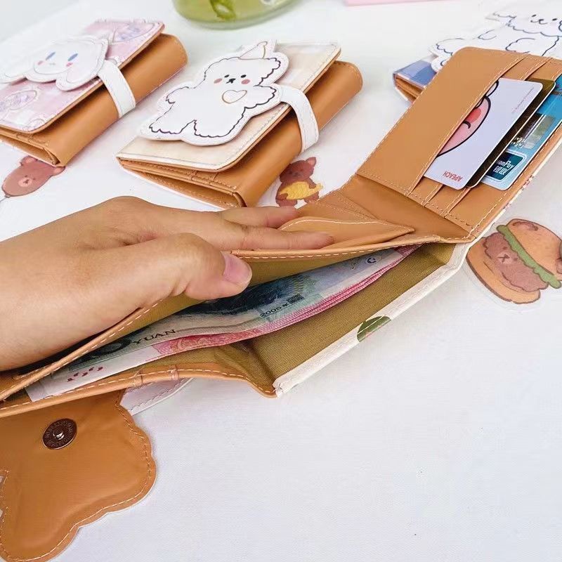 Ví Ngắn Đựng Thẻ Nhiều Ngăn Họa Tiết Thỏ Dễ Thương Dành Cho Nữ