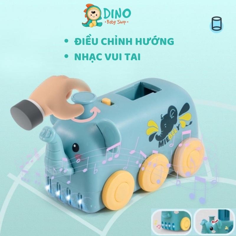 Xe xếp domino tự động, Đồ chơi thả domino đáng yêu có nhạc, Chất liệu PU cao cấp, An toàn cho bé - Dino