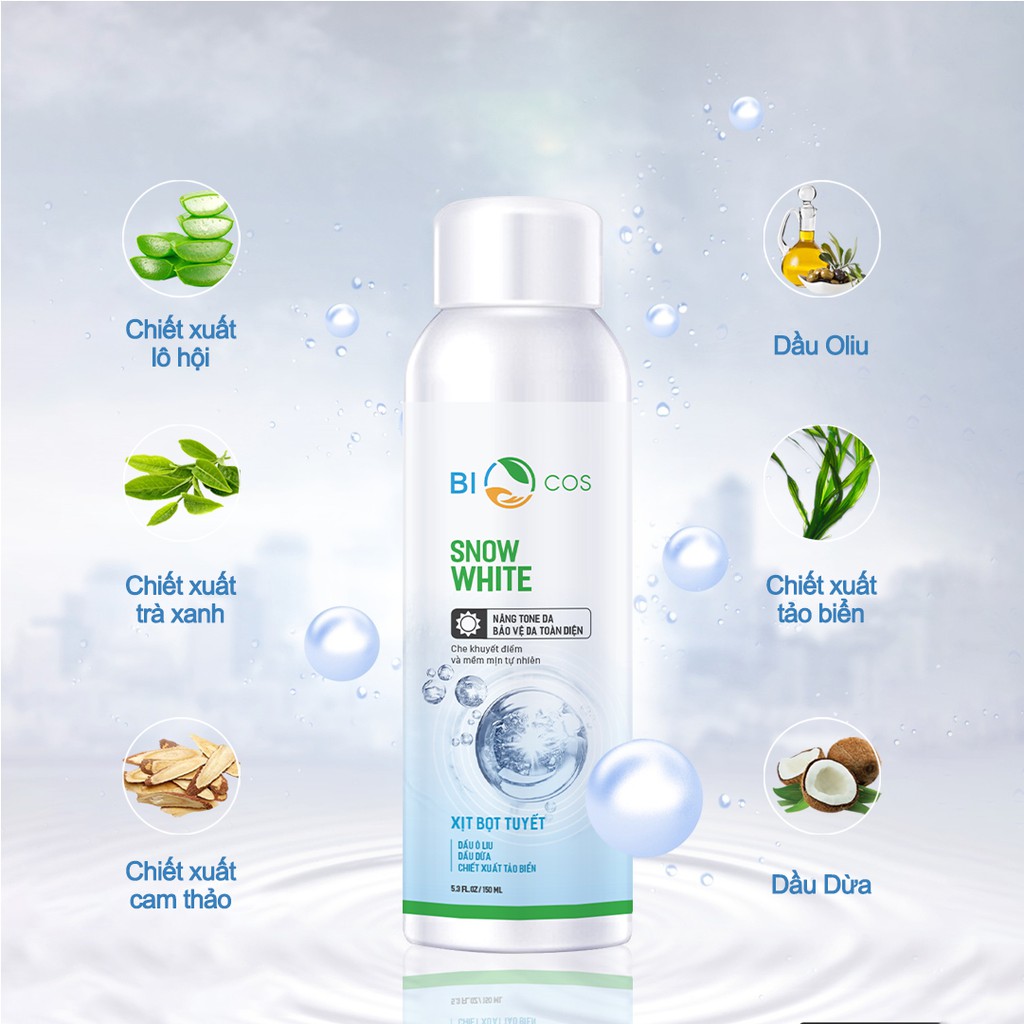 Xịt Lạnh Snow White BIO COSMETICS Làm Trắng Da Giúp Nâng Tone Và Bảo Vệ Da Toàn Diện 150 ml. | BigBuy360 - bigbuy360.vn