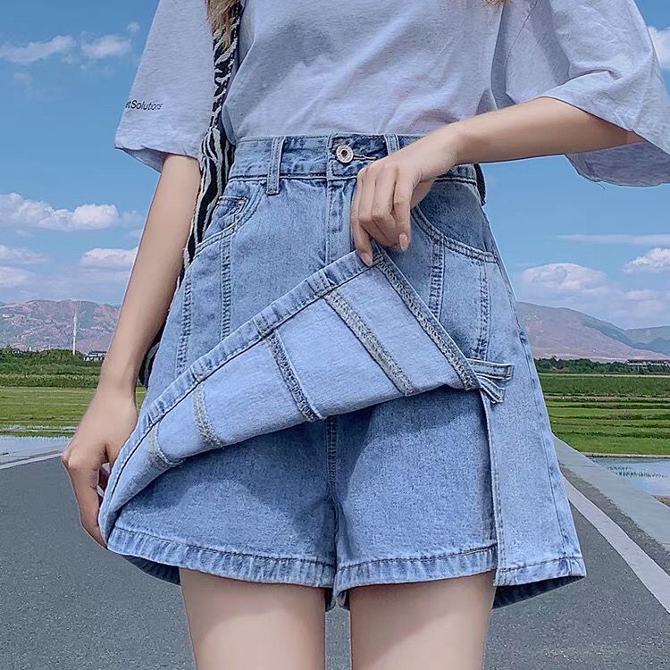 (MớI) Quần Short Jean Chữ A Phong CáCh Retro HàN QuốC Size LớN