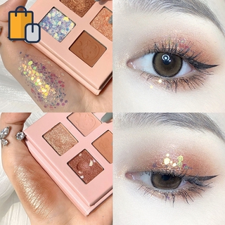 Bảng Phấn Mắt 4 Màu Hiệu Ứng Màu Lì / Ánh Nhũ Chống Nước Thiết Kế Vỏ Họa Tiết Hoạt Hình Dễ Thương