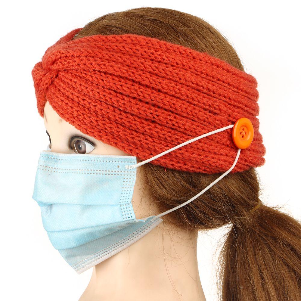 Băng Đô Cotton Co Giãn Đính Nút Hai Nút Dành Cho Nữ