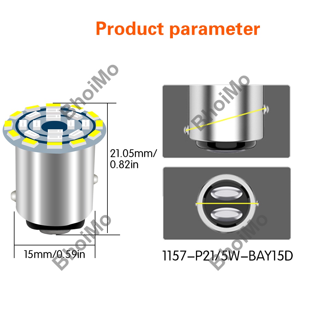 Bóng Đèn Led Phanh Xe Hơi Ban Ngày Bhoimo 2021 24smd 1157 Bay15D P21 / 5w Dc12V 3014