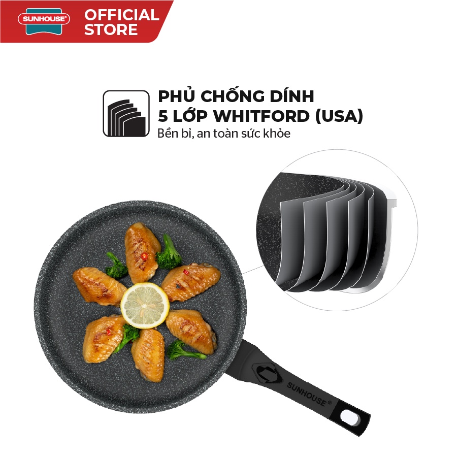 [Mã LIFEHL25 giảm 10% đơn350K] Chảo đá chống dính SUNHOUSE size 28cm SBD28