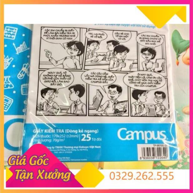 (Siêu Sale)  Giấy kiểm tra kẻ ngang Campus 25 tờ đôi