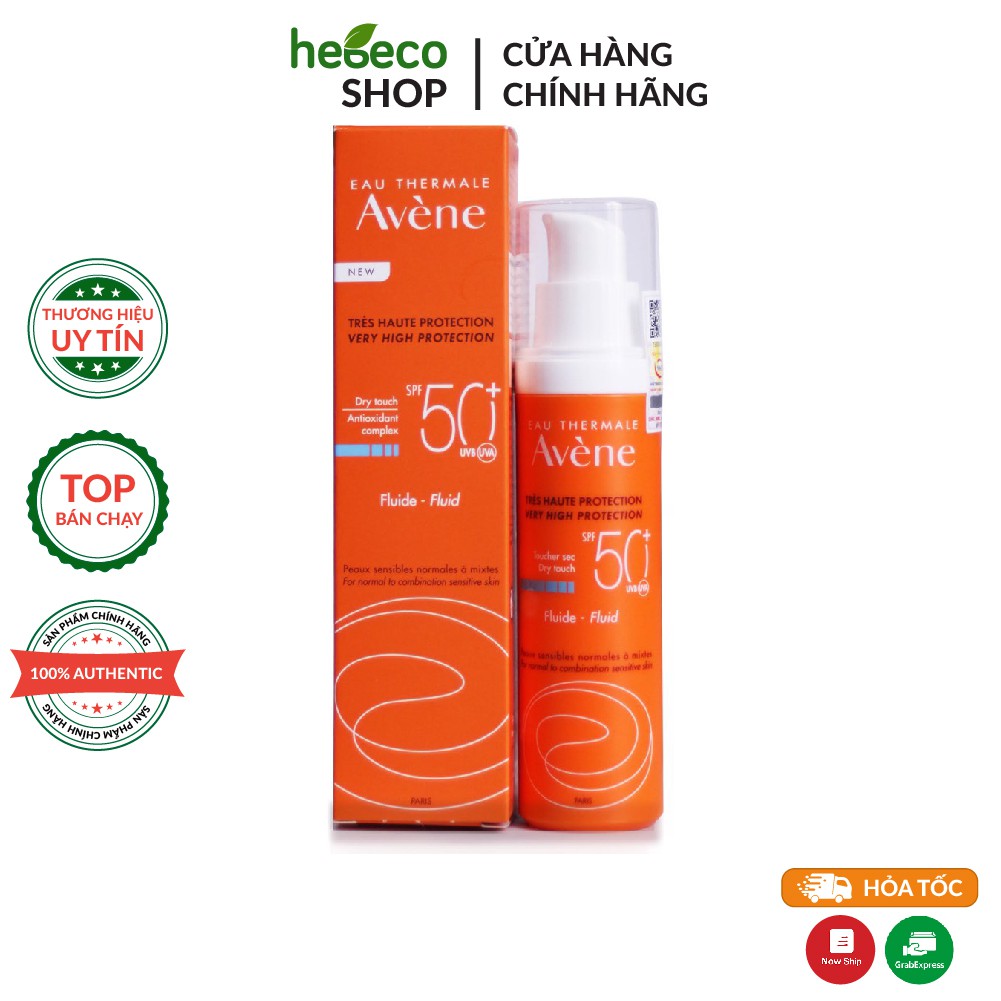 Kem Chống Nắng bảo vệ da và kiềm dầu hiệu quả  Avene Very High Protection Emulsion SPF 50+ 50ml - Pháp Chính Hãng