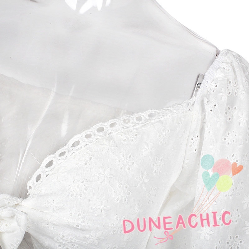 DUNEA Áo Croptop Tay Phồng Dài Dáng Rộng Thời Trang Xinh Xắn Cho Nữ