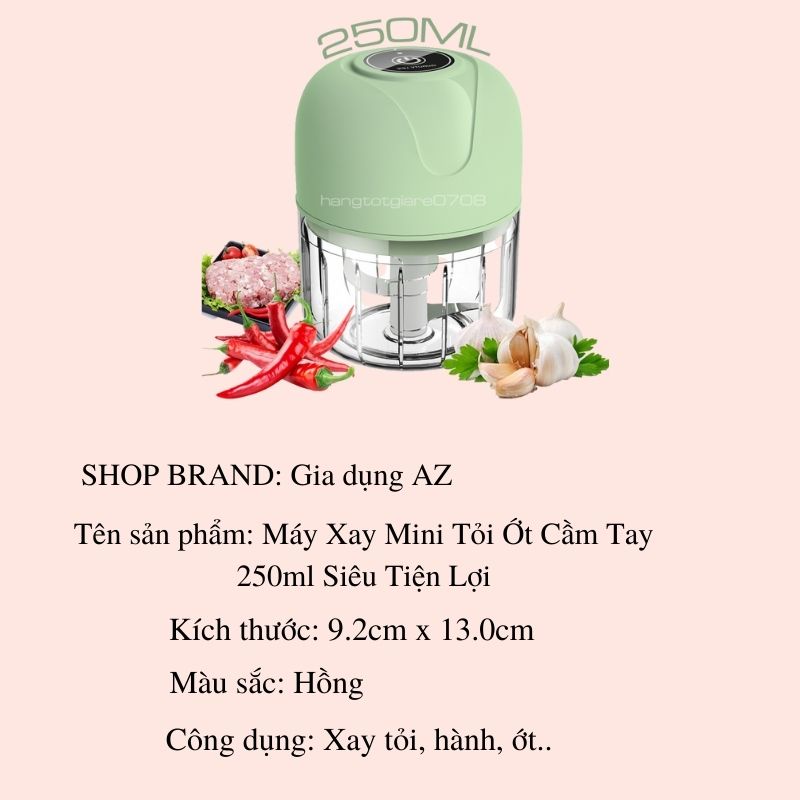 Máy Xay Mini Tỏi Ớt Cầm Tay 250ml Siêu Tiện Lợi Mẫu Mới 2022 AZ D1