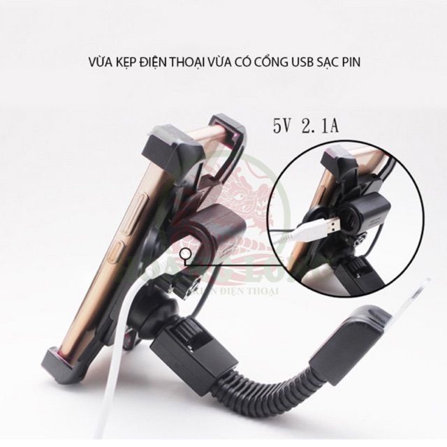Giá Đỡ Điện Thoại Kèm Sạc 2.5A Siêu Khỏe Gắn Xe Máy - Phụ Kiện Hoàng Long Quận 2