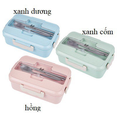 HỘP CƠM LÚA MẠCH 3 NGĂN KÈM ĐŨA , MUỖNG