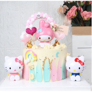 Phụ kiện bánh sinh nhật bánh kem - SET 3 MÈO HELLO KITTY nhựa trang trí bánh