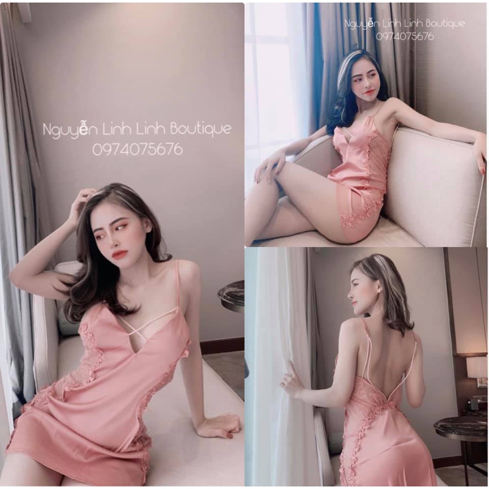 (M.55) Váy ngủ hai dây lụa satin sexy cao cấp Đầm mặc nhà gợi cảm quyến rũ | BigBuy360 - bigbuy360.vn