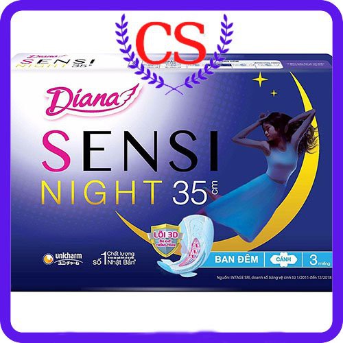 Combo 03 gói Băng vệ sinh ban đêm Diana Sensi Night 35cm (1 gói 3 miếng)