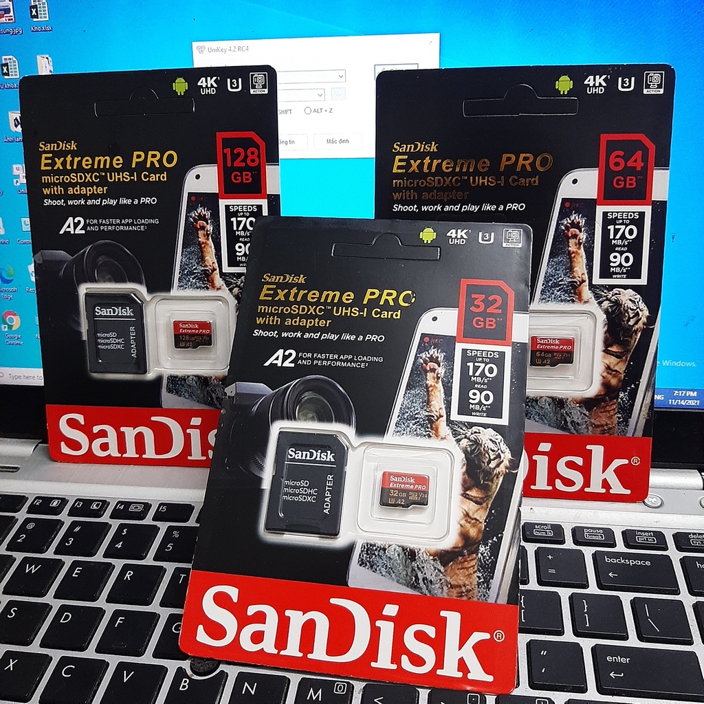 Thẻ nhớ MicroSD Sandisk 32G 64G Extreme Pro tốc độ cao 4K cho camera, flycam