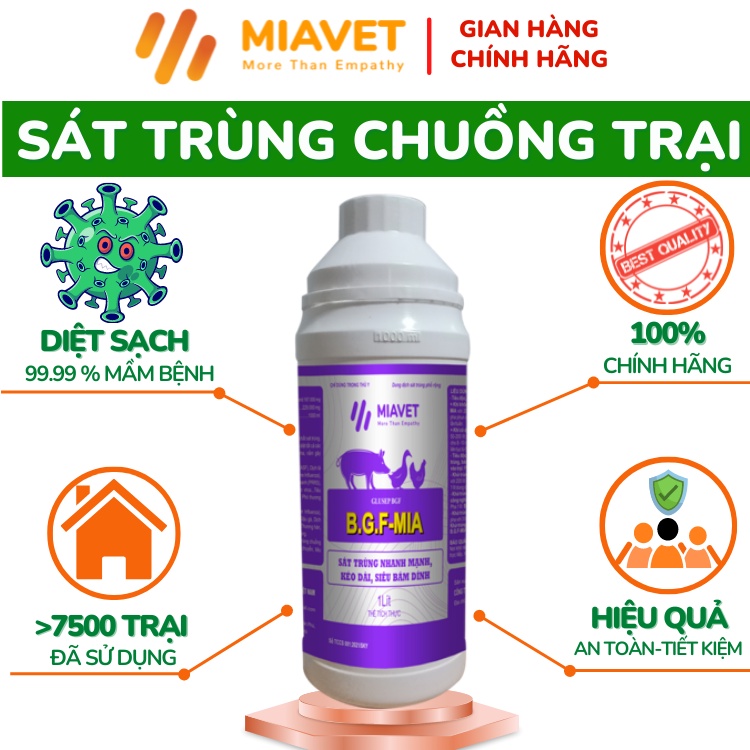 Dung Dịch Sát Trùng Chuồng Trại Phổ Rộng B.G.F Mia, Khử Trùng Nhanh Và Mạnh. Hàng Đậm Đặc. Dùng Cho Nuôi Gà, Heo, Trâu