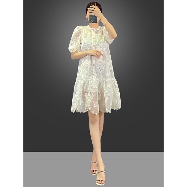 Đầm suông ren Quảng Châu .Váy suông đuôi cá chất ren cao cấp