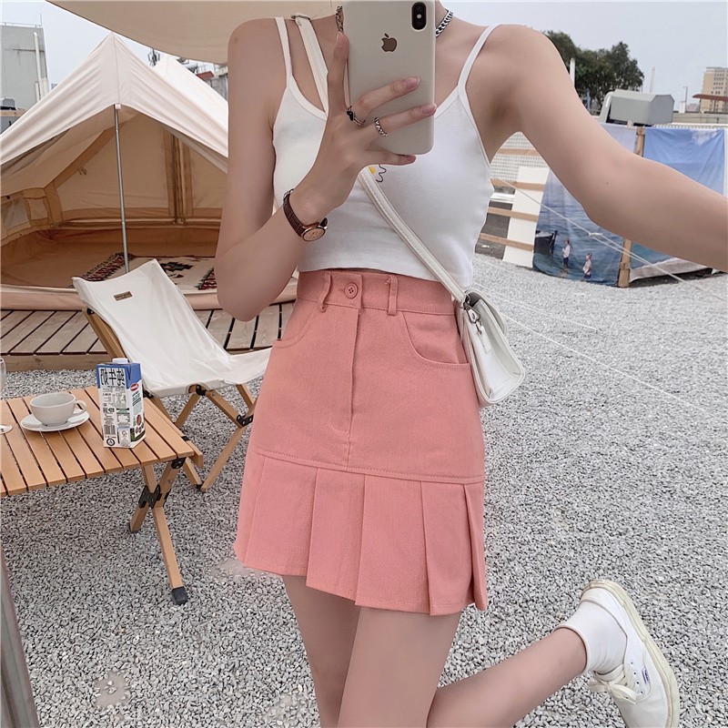 Chân Váy Chữ A Xếp Ly Phong Cách Retro Hàn Quốc 2 Màu Lựa Chọn | BigBuy360 - bigbuy360.vn