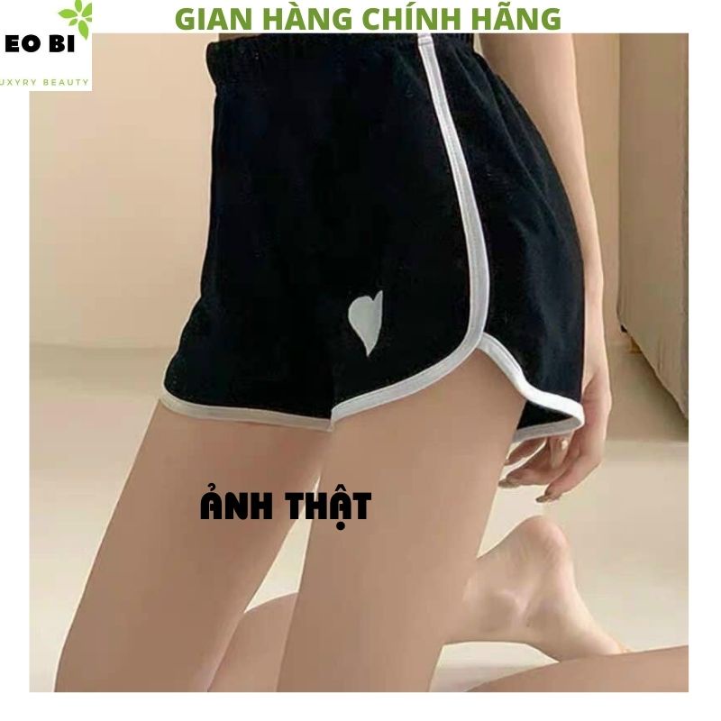 Quần short nữ thể thao in hình trái tim kiểu dáng katun hàn quốc ulzzang ,mặc đi tập thể dục gym cũng đều XINH -EOBI