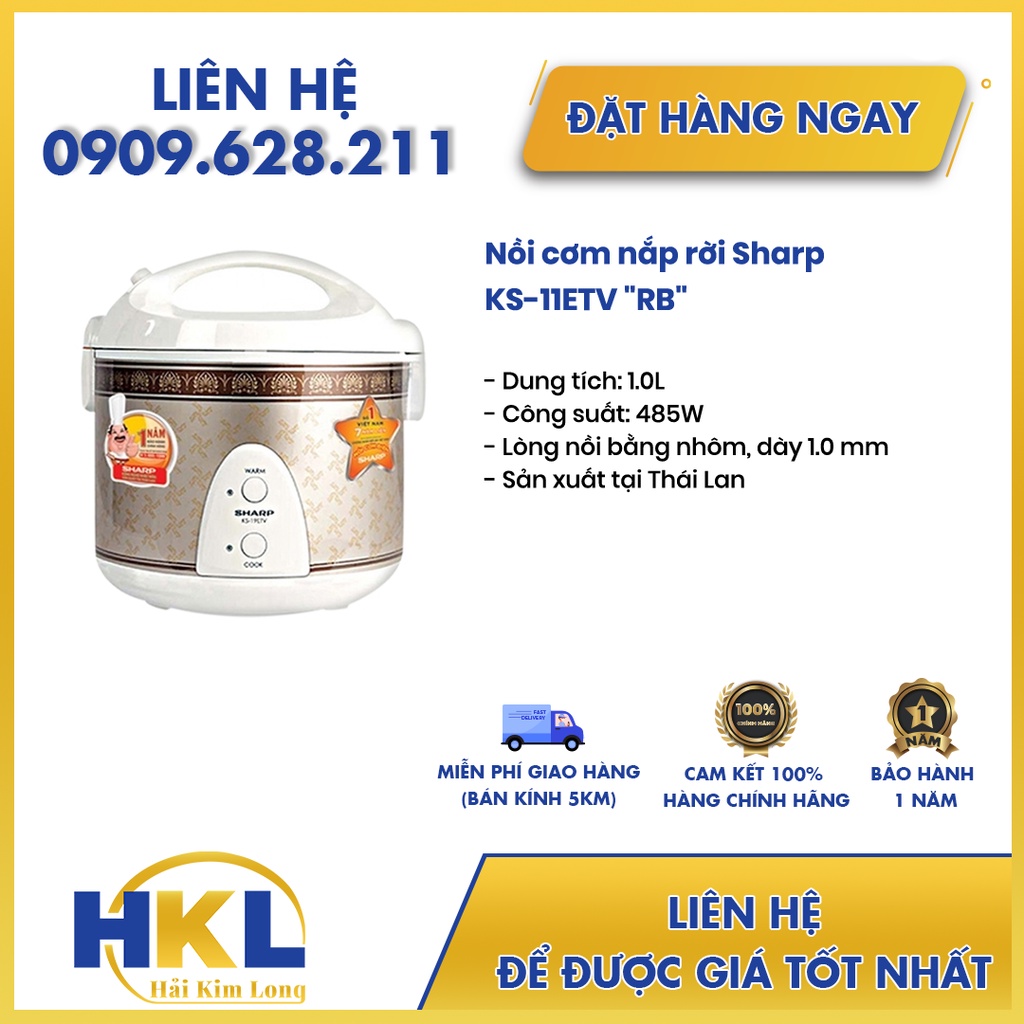 Nồi Cơm Điện Nắp Gài Sharp KS-11ETV RB (1L) - Hàng chính hãng