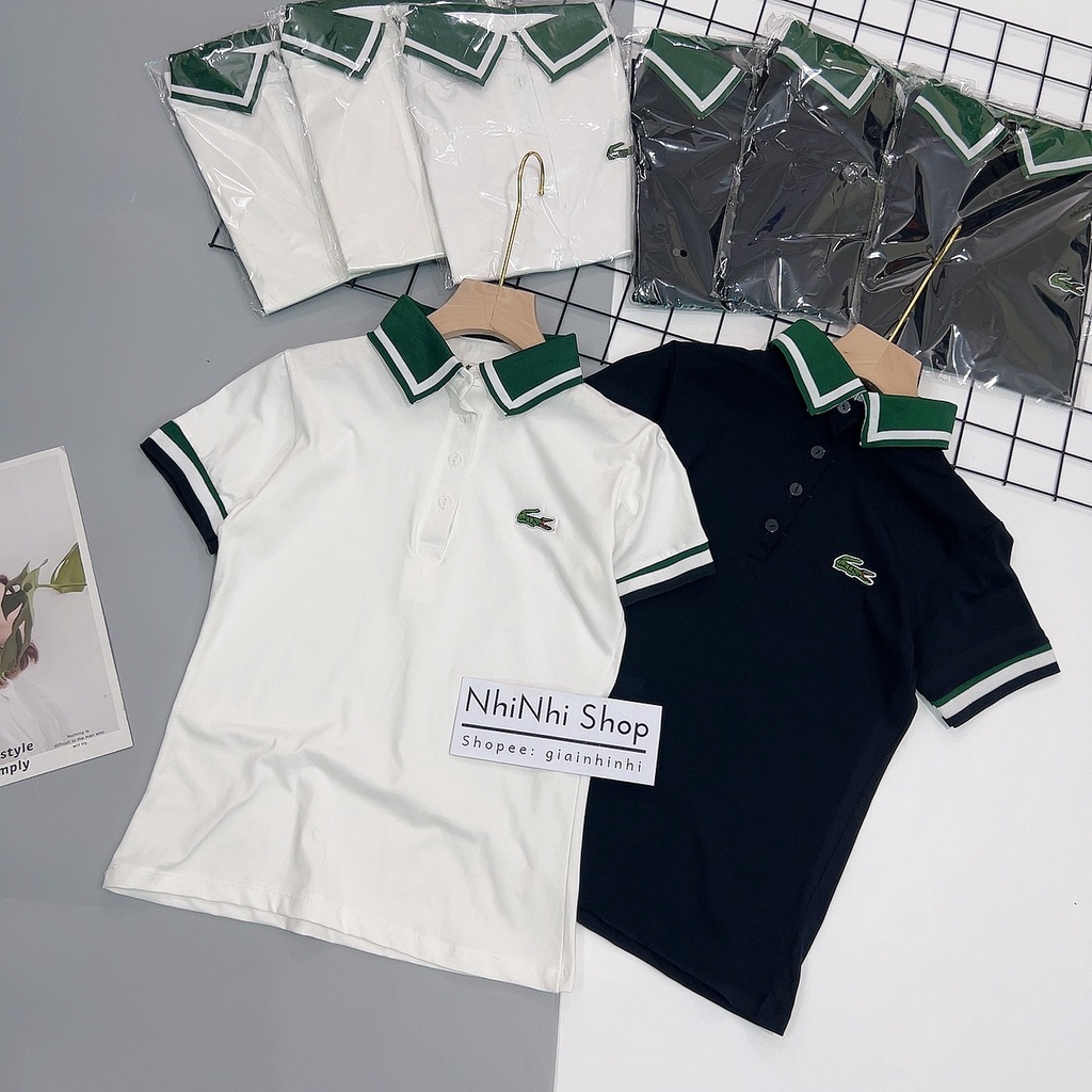 Áo phông cổ bẻ thêu logo, Áo thun pha viền ngắn tay vải cotton co giãn AS7235 - NhiNhi Shop