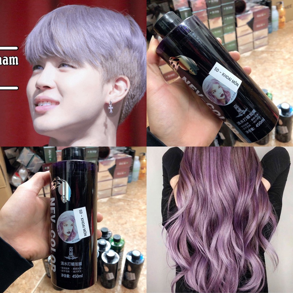 Nhuộm tóc màu tím khoai môn bằng thuốc nhuộm phủ bóng 5D Hàn quốc 450ml